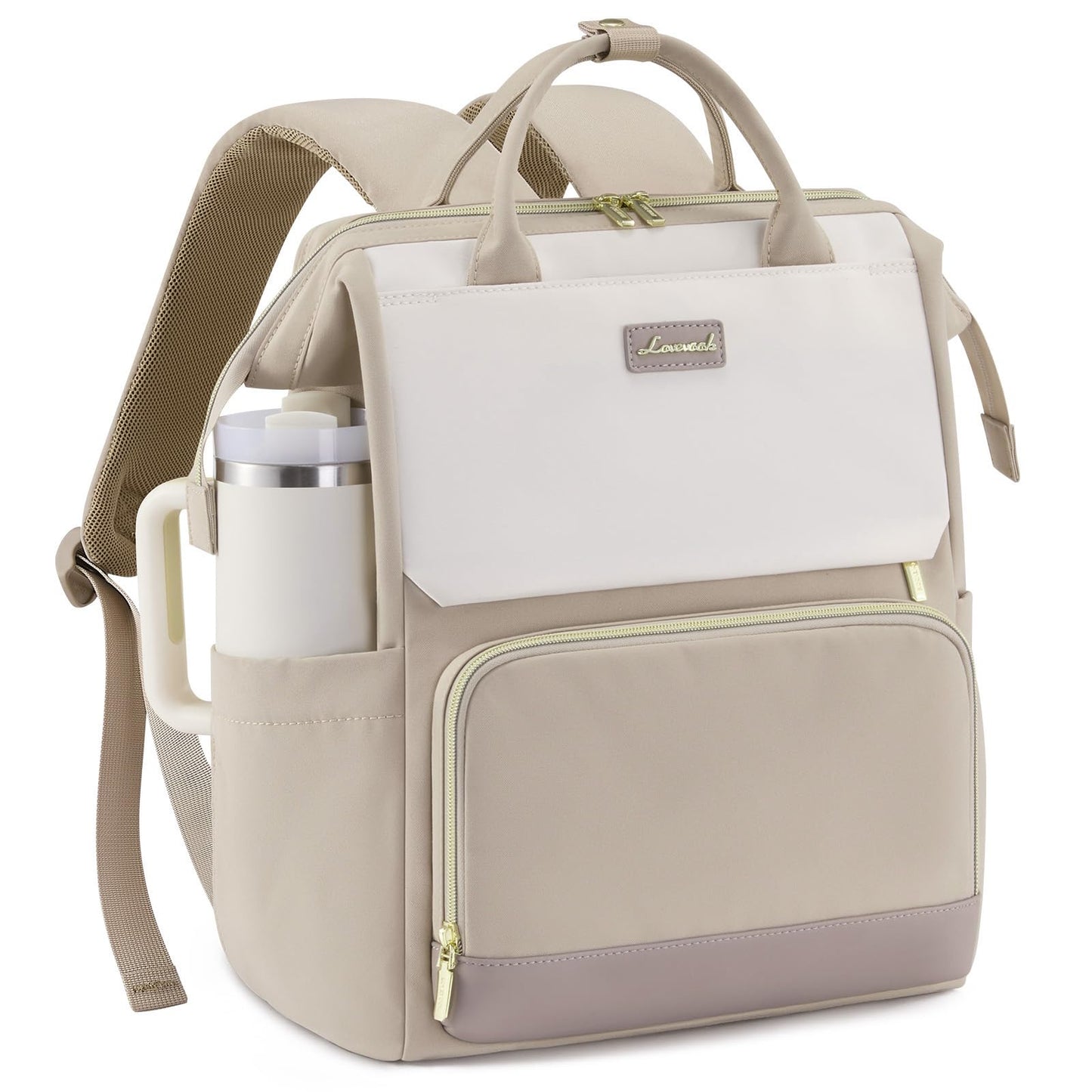 Optima Women's 15.6" Water-Resistant Laptop Backpack - Khaki Beige