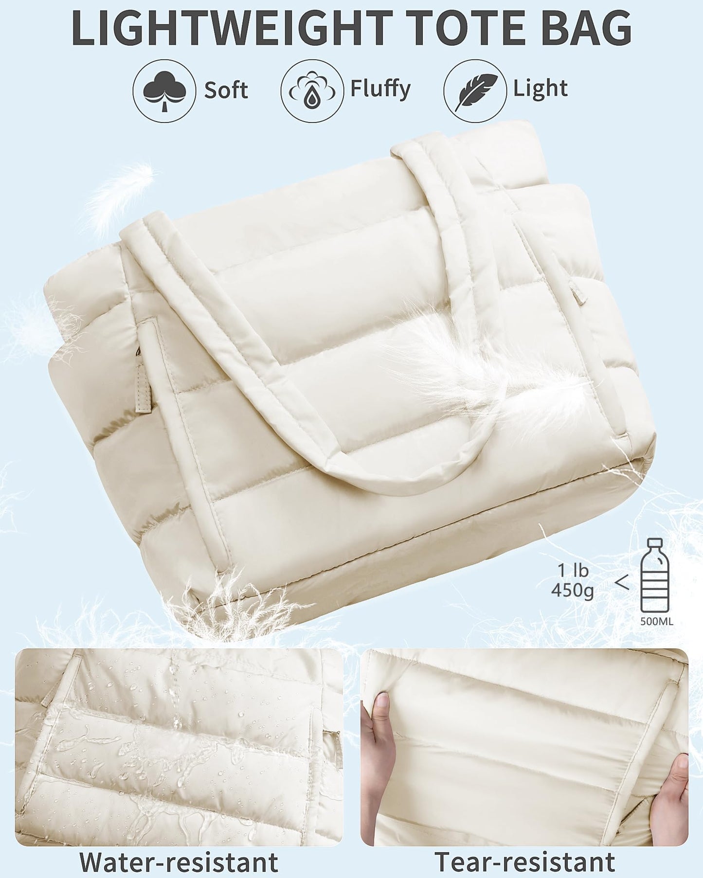 Optima Lightweight Quilted Tote Bag - Stylish Work & Travel Companion