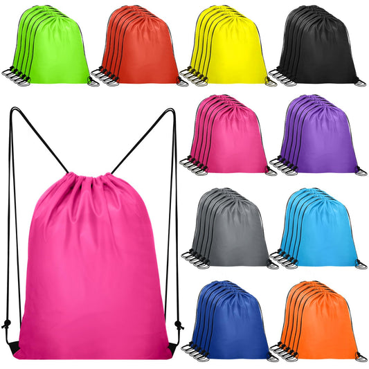 Optima Premium Nylon Drawstring Backpack - 13.4x16.5 inches, 50 Pcs