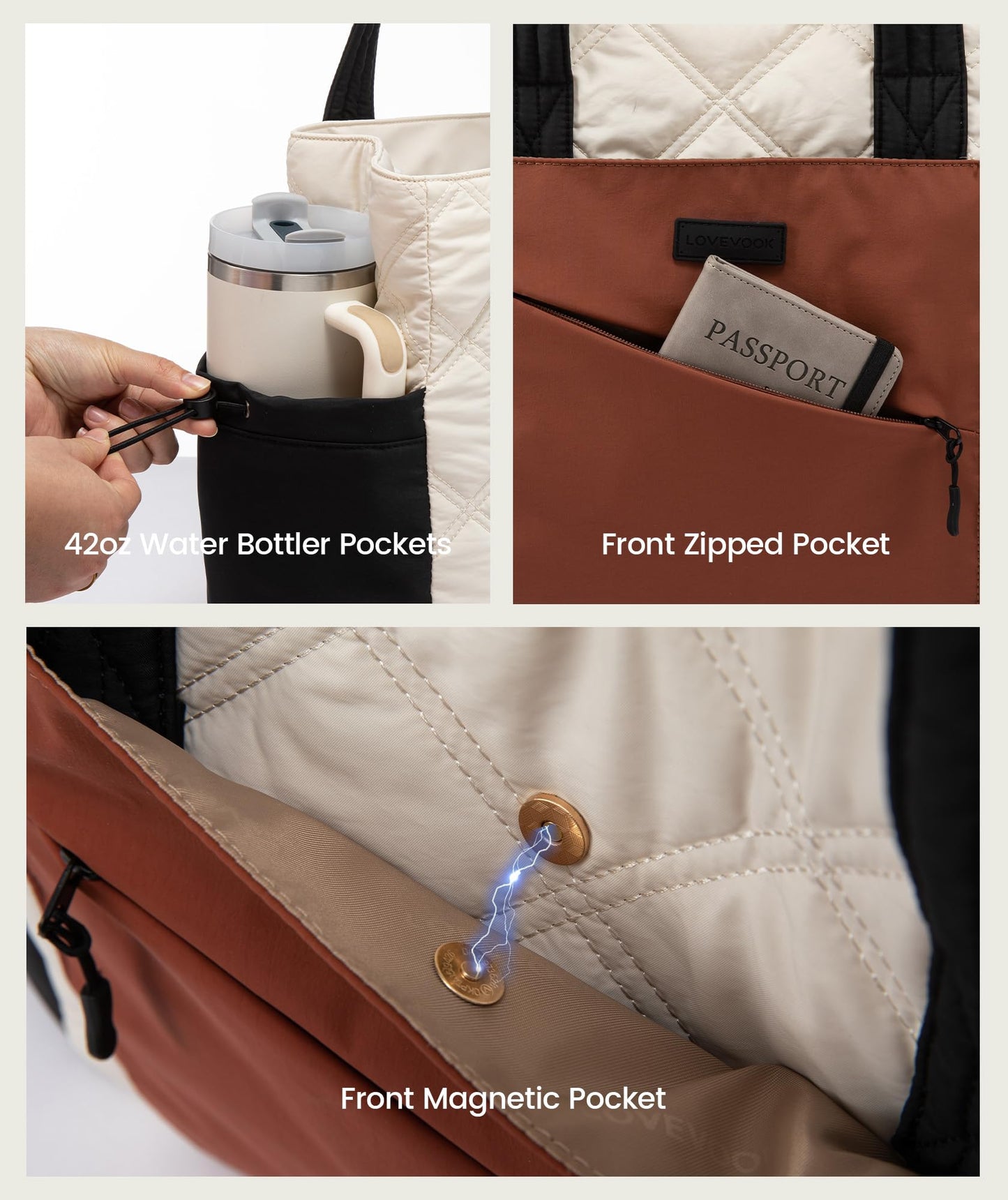 Optima Premium Quilted Tote Bag - Lightweight for Work & Travel