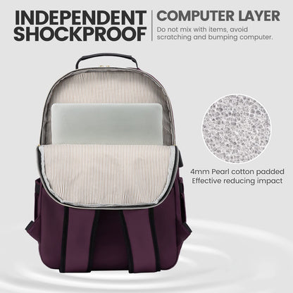 Optima Women's 15.6" Laptop Backpack - Waterproof Travel Bag with USB Port