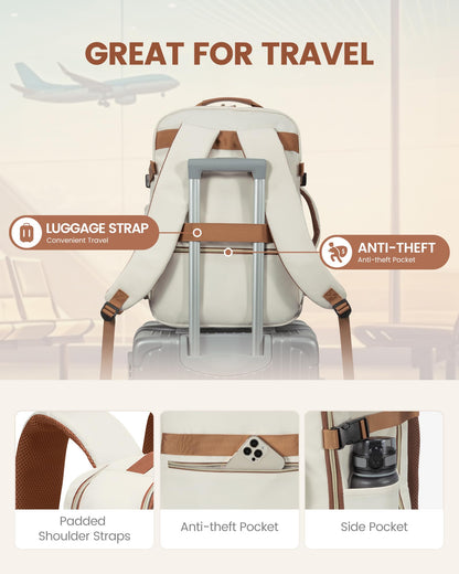 Optima Premium Laptop Backpack - 15.6", Beige-Brown, Stylish & Functional
