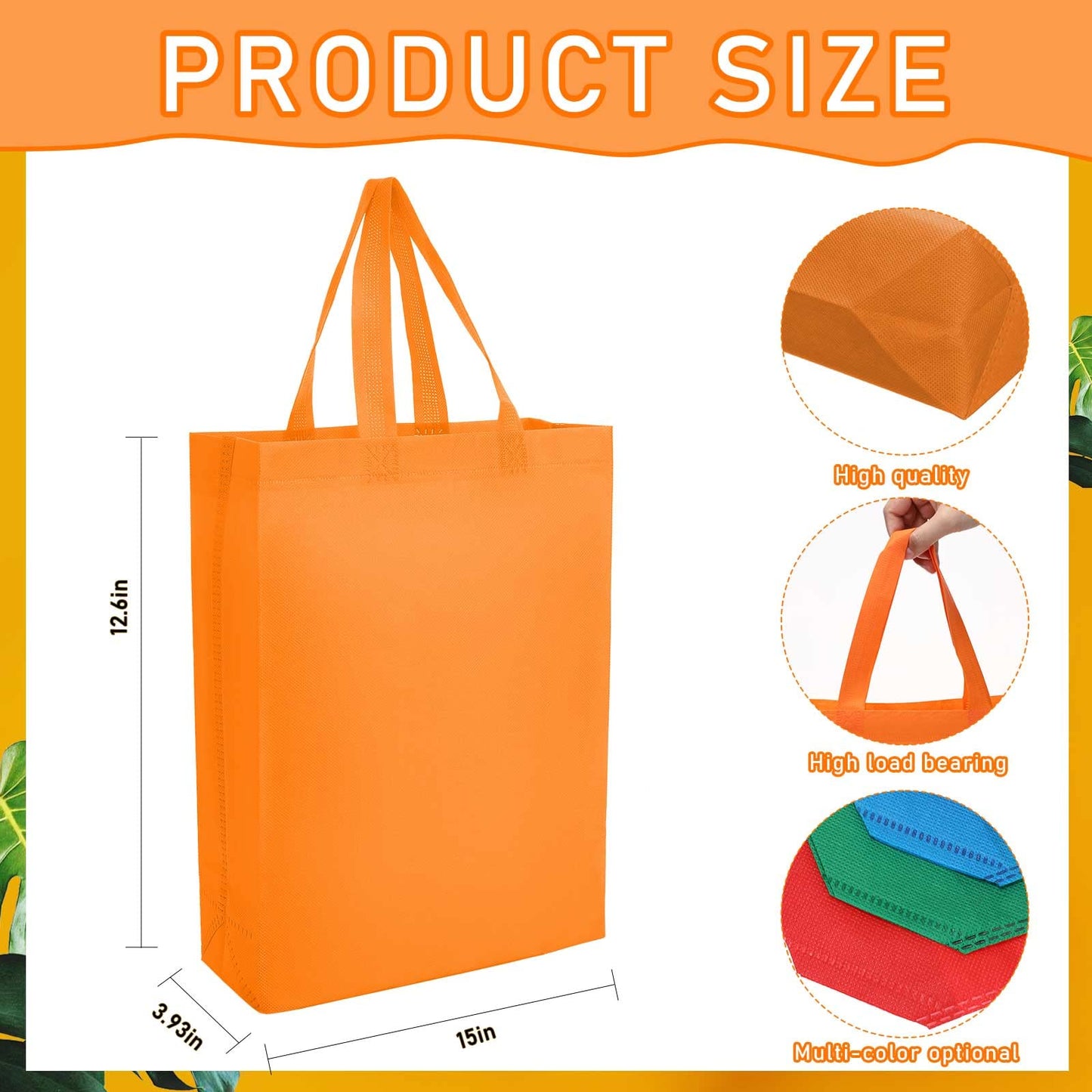 Optima Premium Reusable Tote Bags - 60 Pcs Fabric Gift Bags