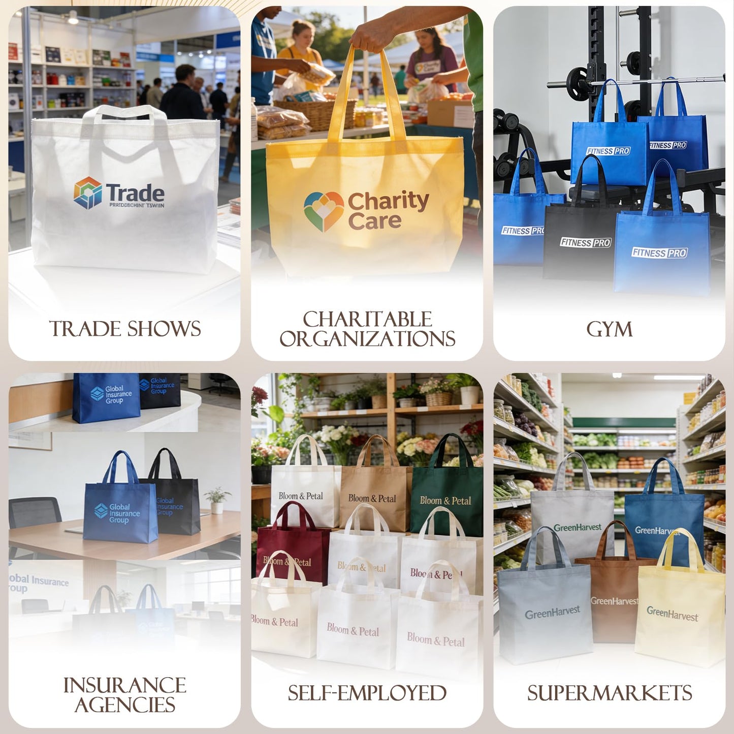 Optima Premium Non-Woven Tote Bag - 15” x 12” x 4” for Events