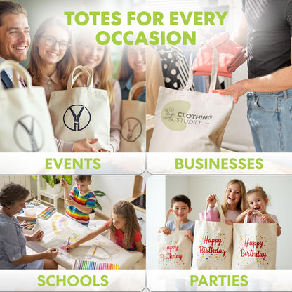 Optima Premium Canvas Tote Bag - 11" x 13", Pack of 15