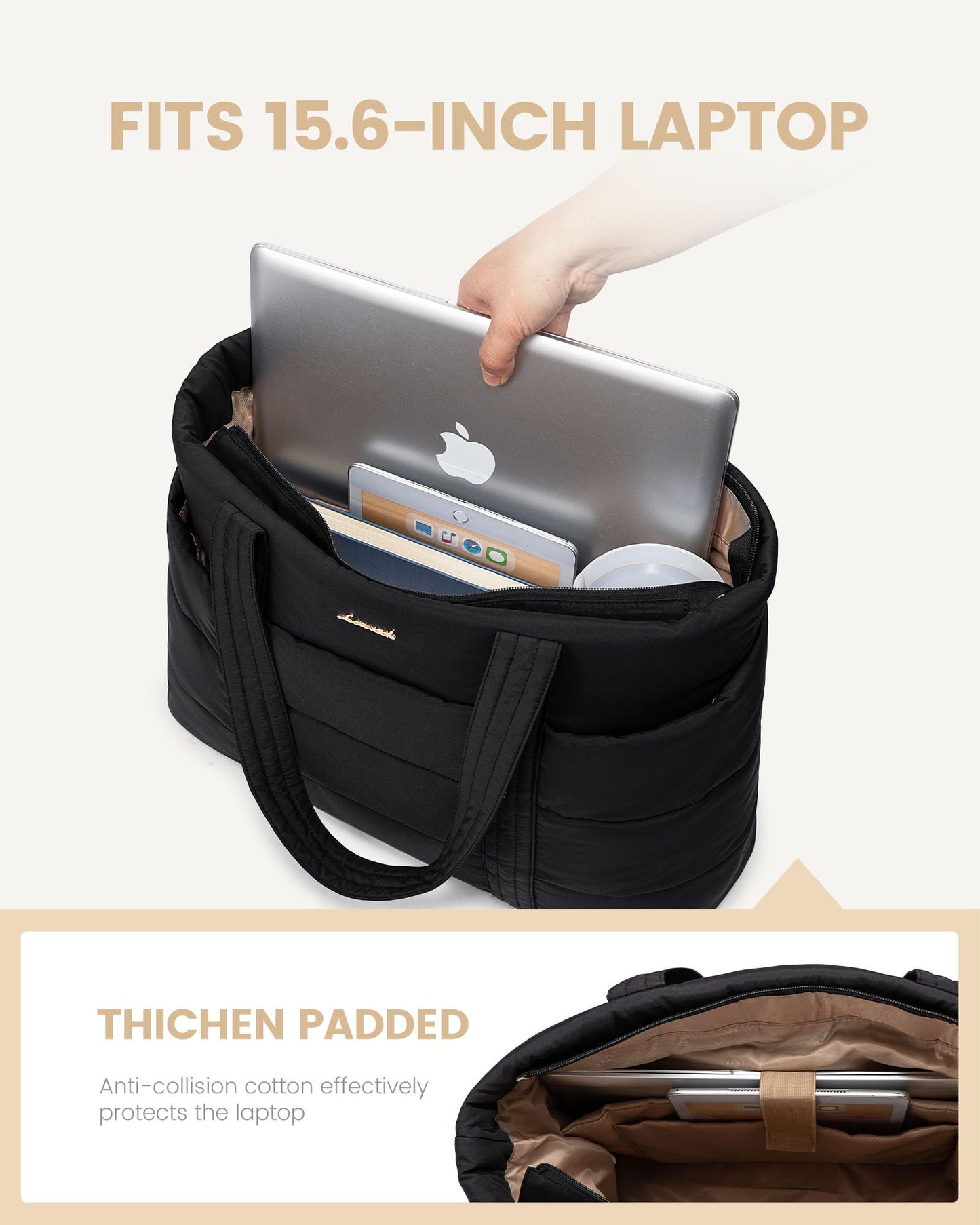 Optima Premium Large Puffer Tote Bag - Lightweight Work & Travel