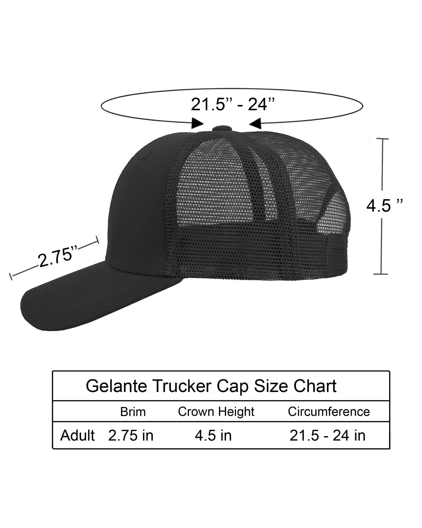Optima Premium Mesh Trucker Cap - Structured Front, One Size, Black