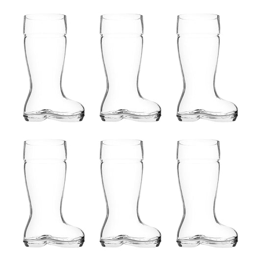 Optima Premium Beer Glasses Set - 6 Large Boot-Shaped 44 oz. Glasses