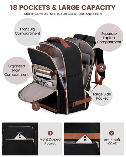 Optima Premium Laptop Backpack - 15.6", Black-Brown, Durable Design