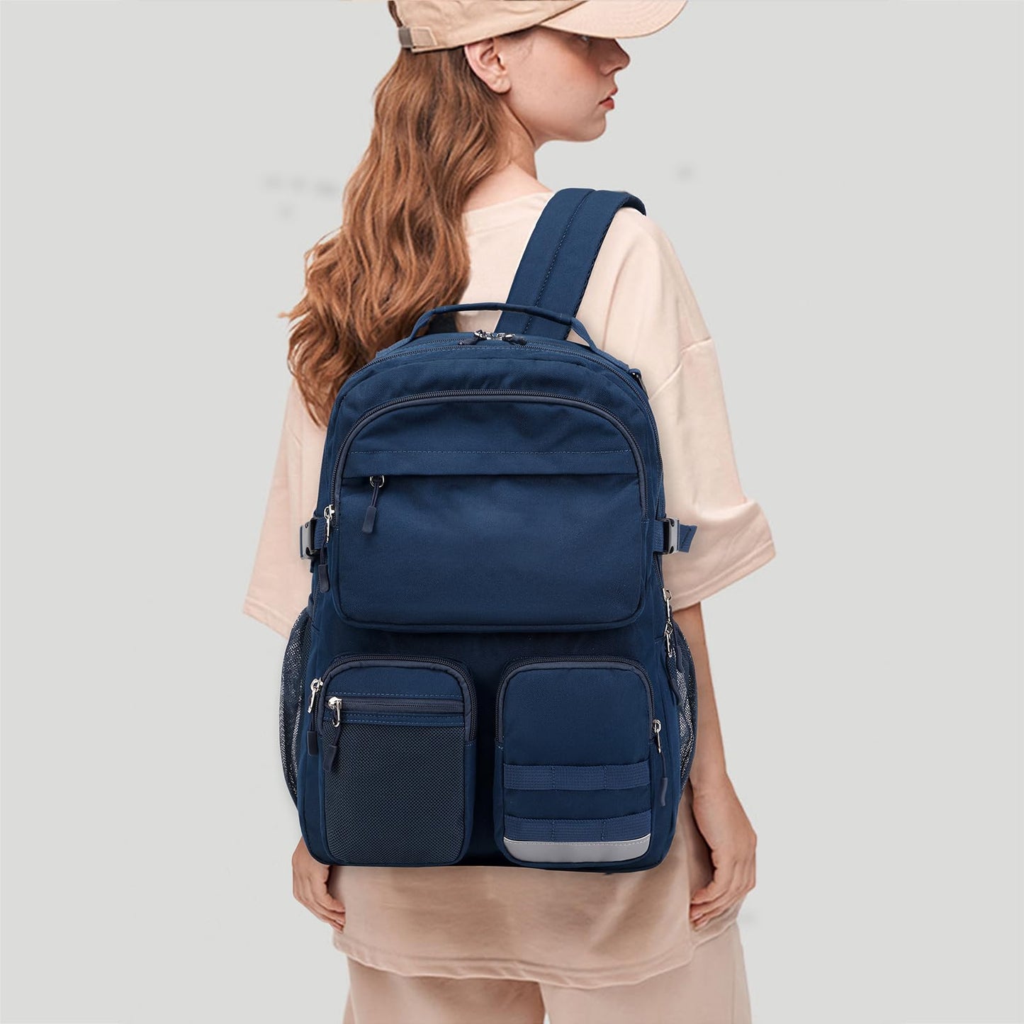 Optima Water Resistant Backpack - Fits 15.6" Laptop, Navy Blue