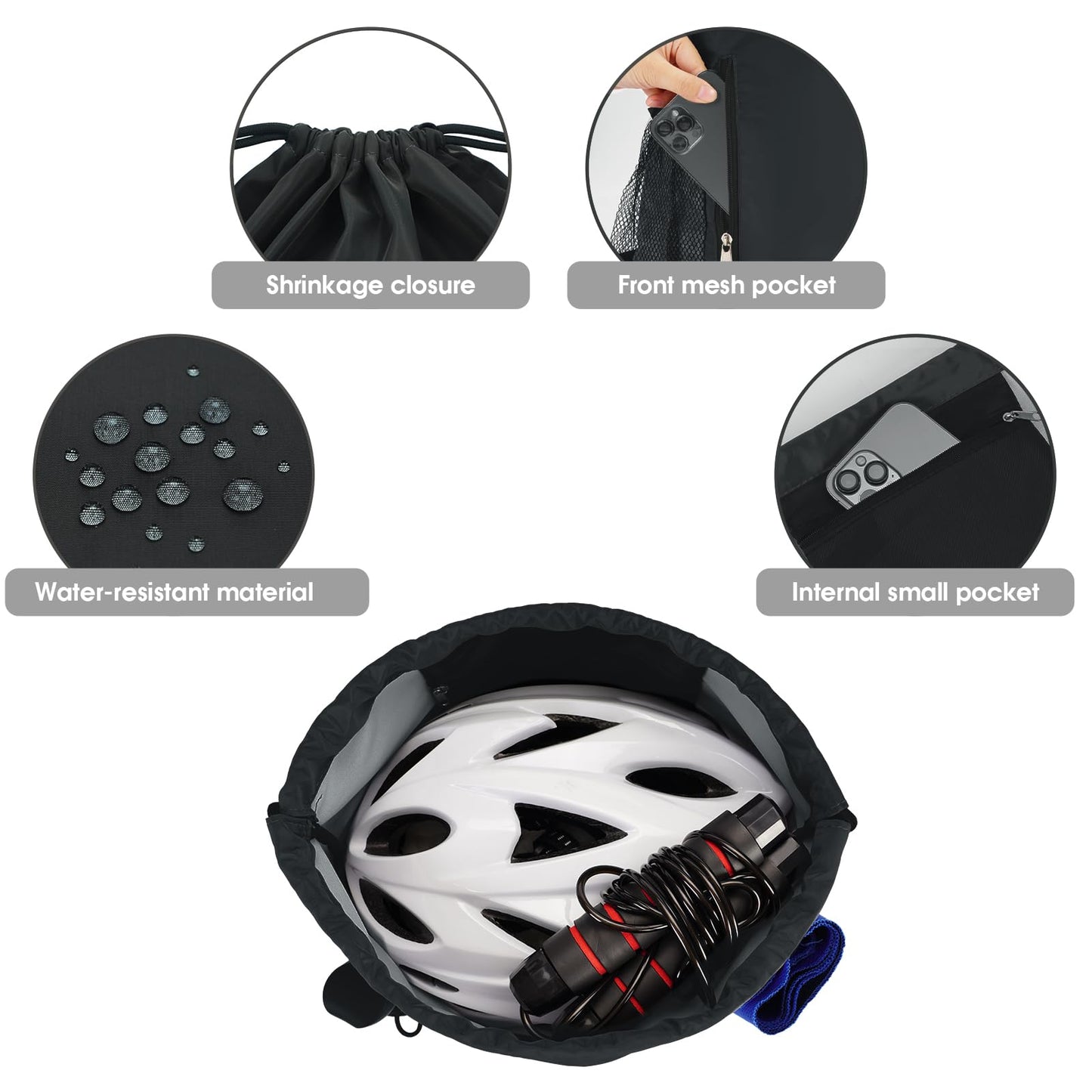 Optima Water-Resistant Drawstring Backpack with Mesh Pockets