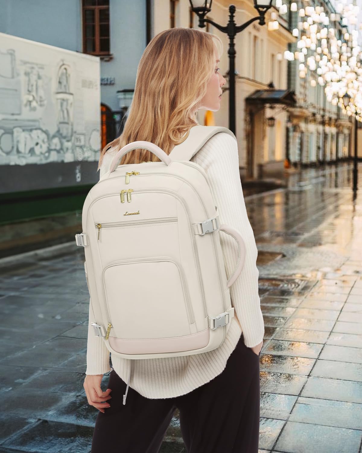 Optima Premium Travel Backpack - 40L, Beige, 17.3 Inch