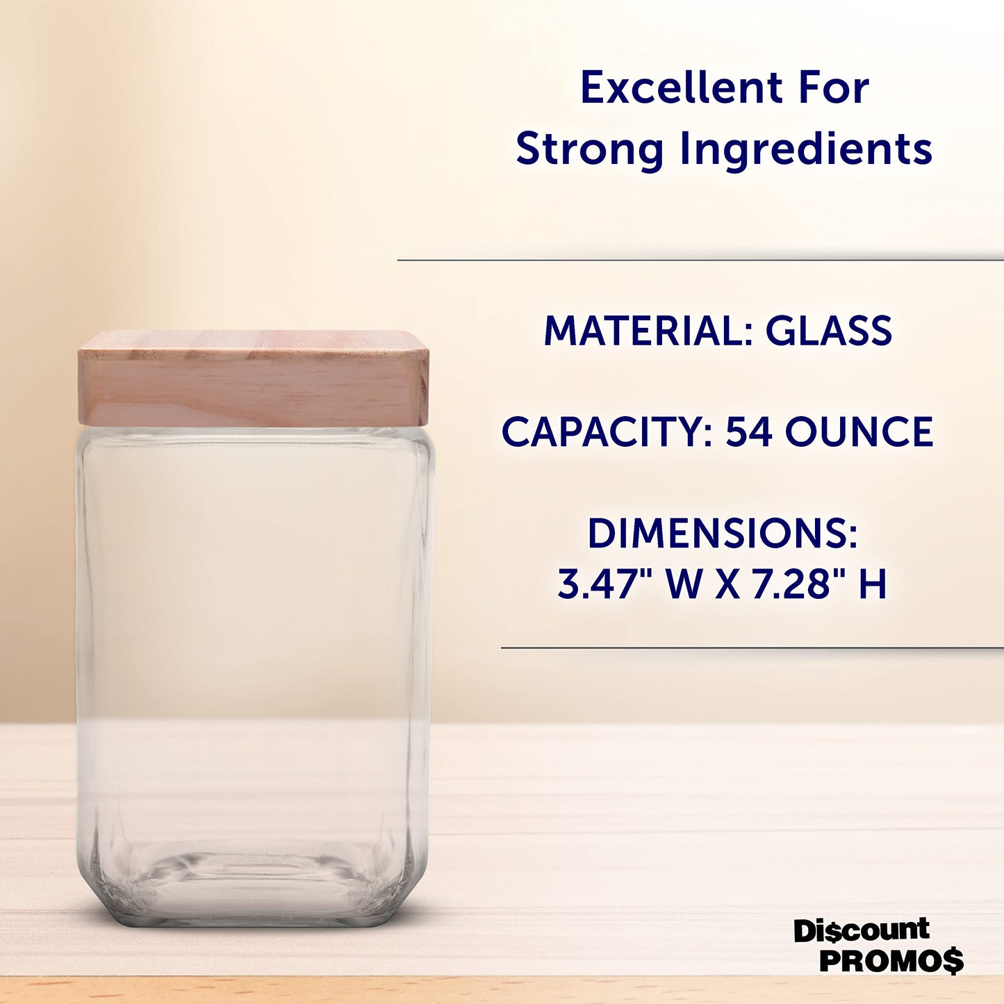 Optima Premium Glass Candy Jars with Wooden Lid - 54 oz, Set of 12