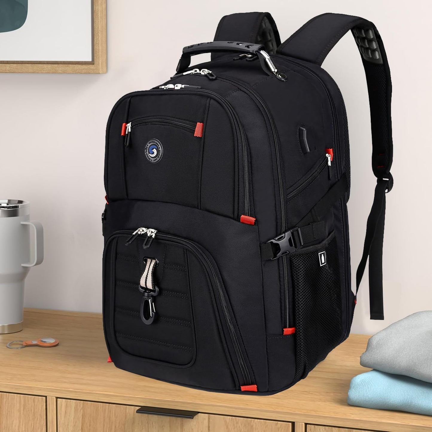 Optima Premium 50L Travel Laptop Backpack - USB Charging, Fits 17''