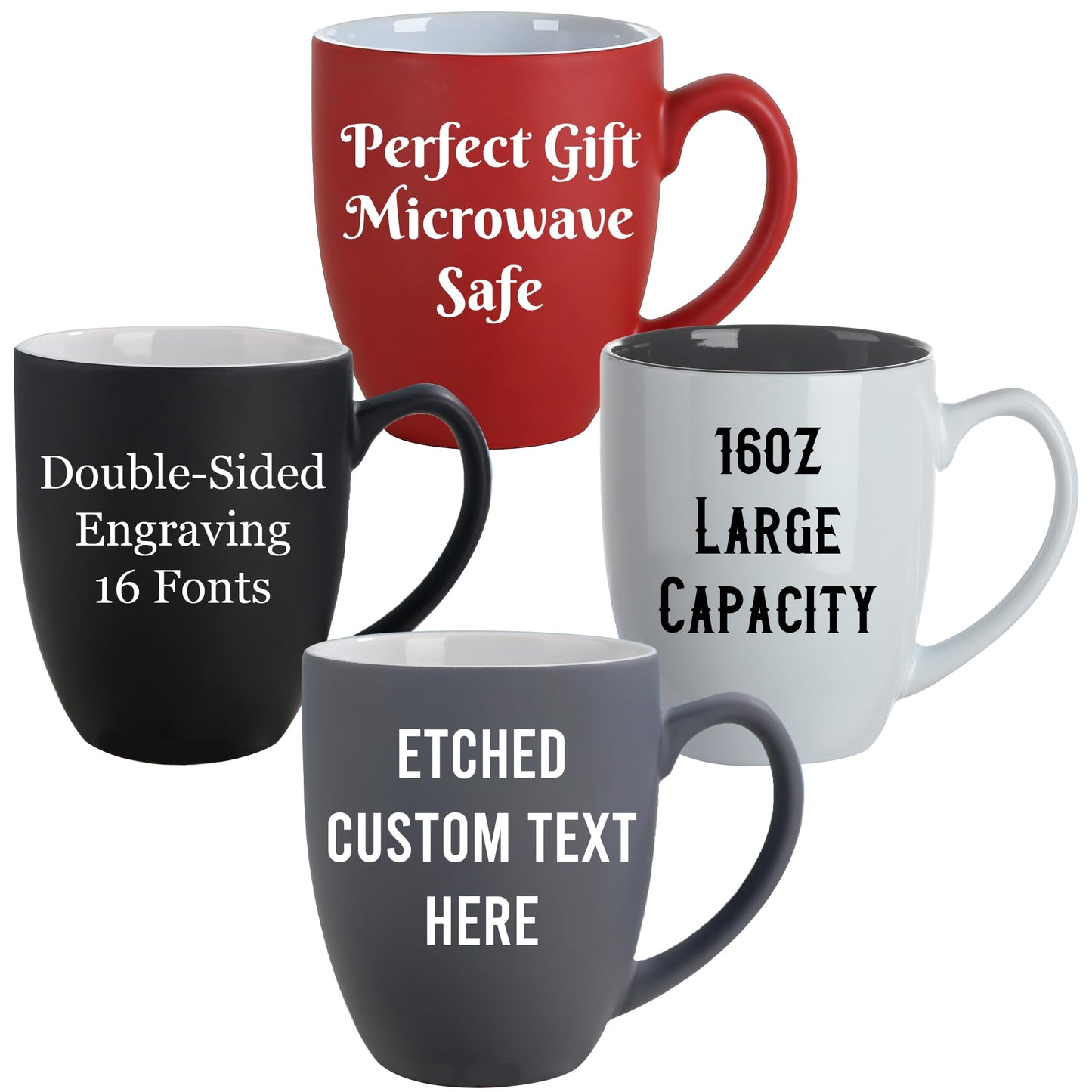 Optima Premium Personalized Coffee Mug - Engraved Matte Black