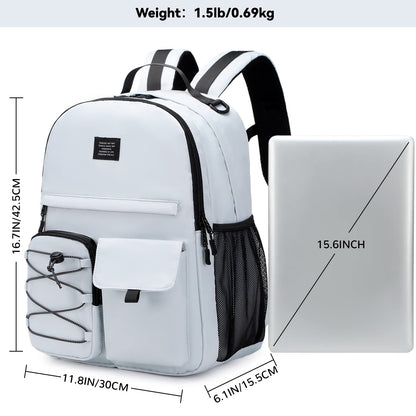 Optima Stylish Daypack Backpack - 15" Laptop Compartment, Grey