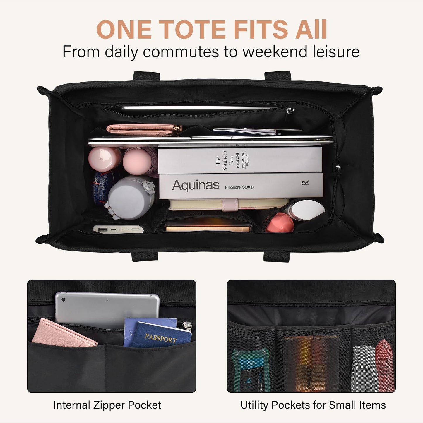 Optima Premium Waterproof Large Tote Bag - 12 Pocket Utility Design