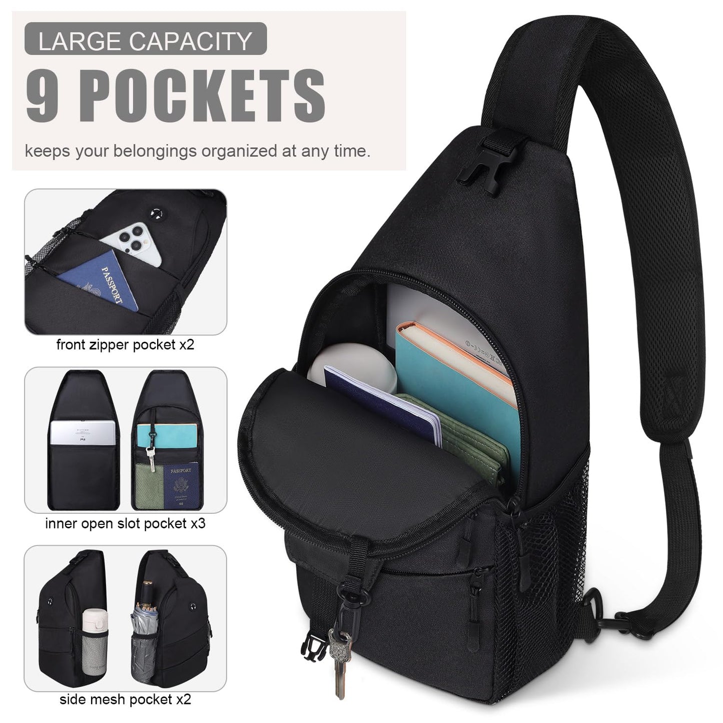 Optima Trendy Sling Backpack - Casual Chest Bag with Convertible Strap