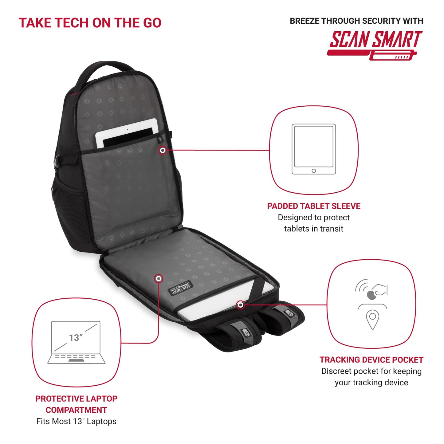 Optima Slim Laptop Backpack - 16-Inch, Scansmart Design, Black