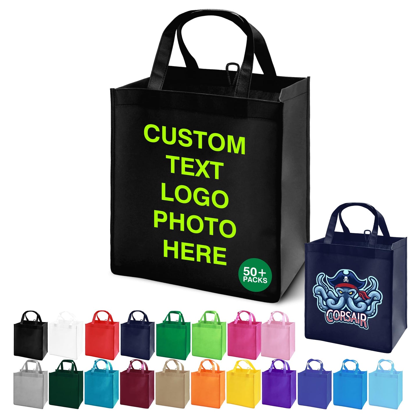Optima Customizable Reusable Tote Bags - 100/200 Pack for Branding