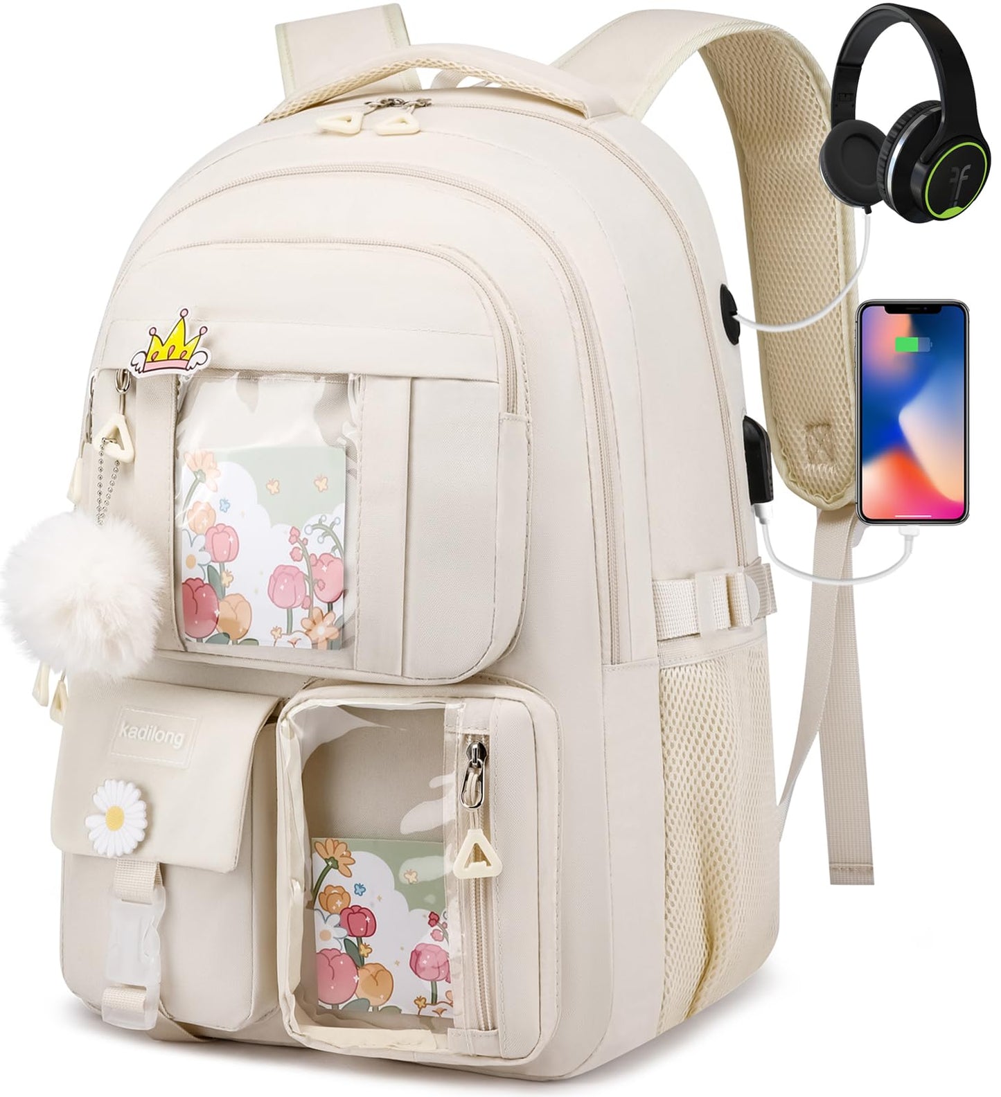 Optima Aesthetic School Backpack for Teen Girls - Stylish Laptop Bag