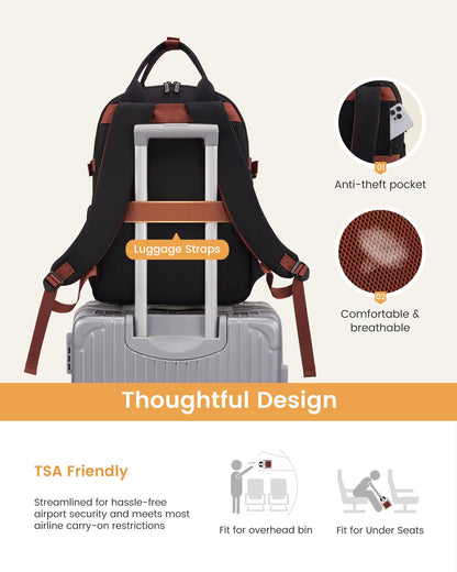 Optima Women's Waterproof Laptop Backpack - 15.6 Inch, Stylish Design