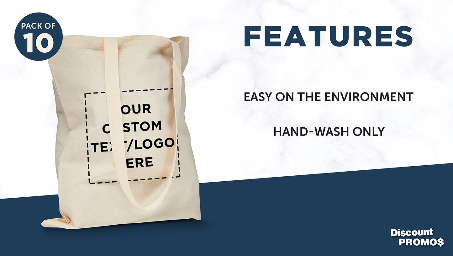 Optima Premium Natural Cotton Tote Bags - Set of 100, Reusable