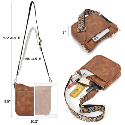 Optima Premium Leather Crossbody Bag with Adjustable Strap - Brown