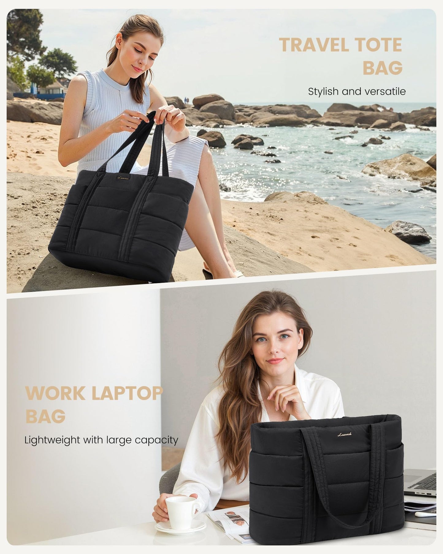 Optima Premium Large Puffer Tote Bag - Lightweight Work & Travel