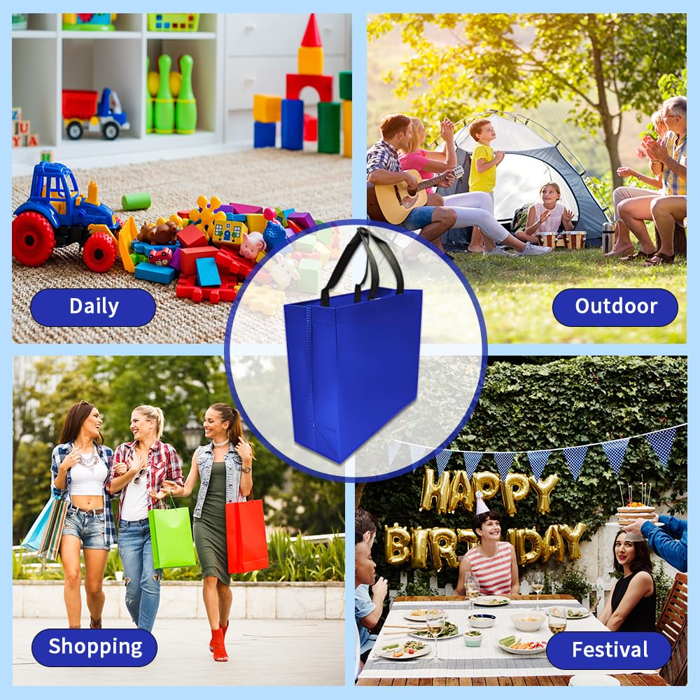 Optima Premium Large Gift Bags - 12 Pcs Blue Party Goodie Bags
