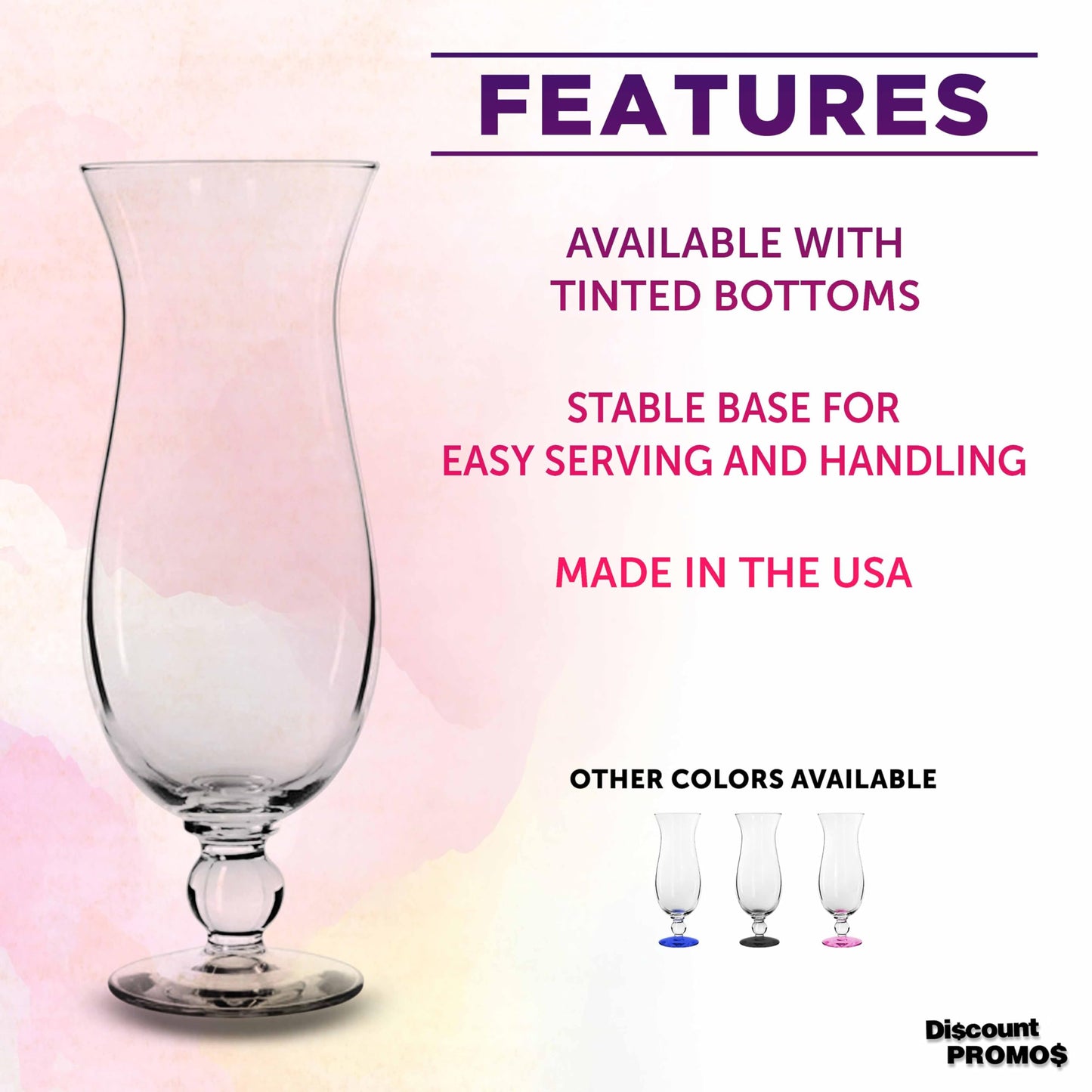 Optima Premium Hurricane Glasses - 16 oz, Set of 12, Clear