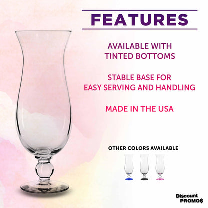 Optima Premium Hurricane Glasses - 16 oz, Set of 12, Clear
