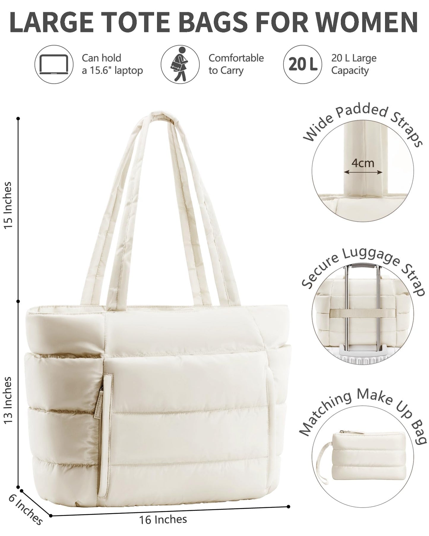 Optima Lightweight Quilted Tote Bag - Stylish Work & Travel Companion