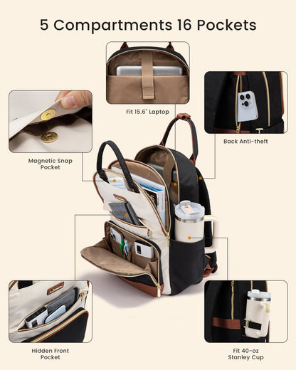 Optima Premium 15.6" Laptop Backpack for Women - Travel & Work