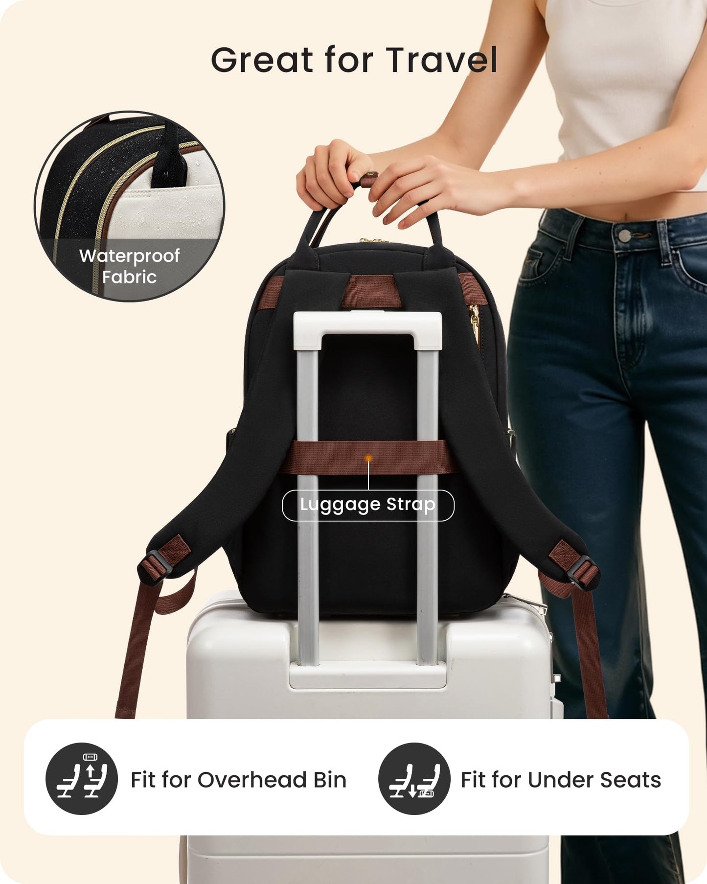 Optima Women's 15.6" Laptop Backpack with Tumbler Holder - Dark Blue