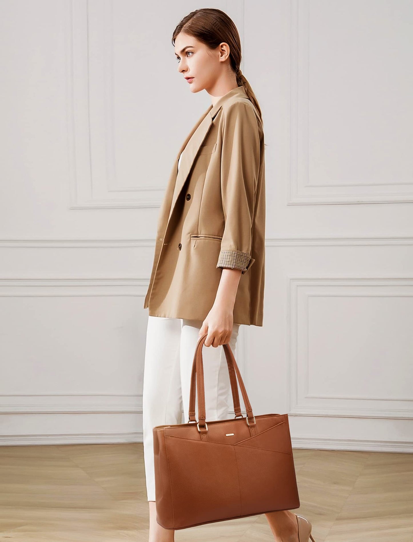 Optima Premium Leather Laptop Tote Bag - 15.6 Inch Waterproof