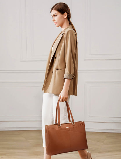 Optima Premium Leather Laptop Tote Bag - 15.6 Inch Waterproof