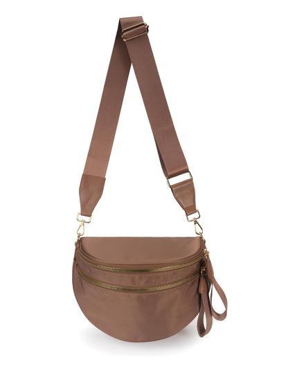 Optima Premium Nylon Crossbody Bum Bag - 12x9.8x3 inches, Beige