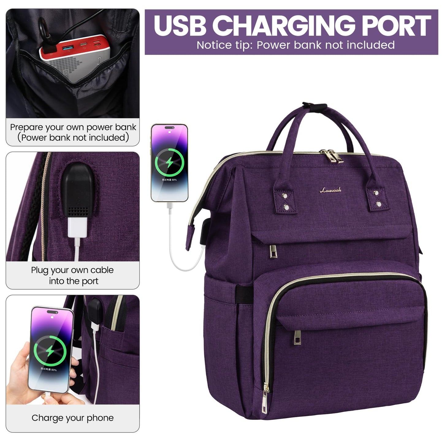 Optima Premium 15.6-Inch Waterproof Laptop Backpack for Women