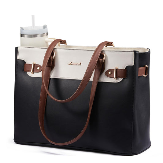 Optima Premium Leather Laptop Tote Bag - 15.6 Inch, Waterproof