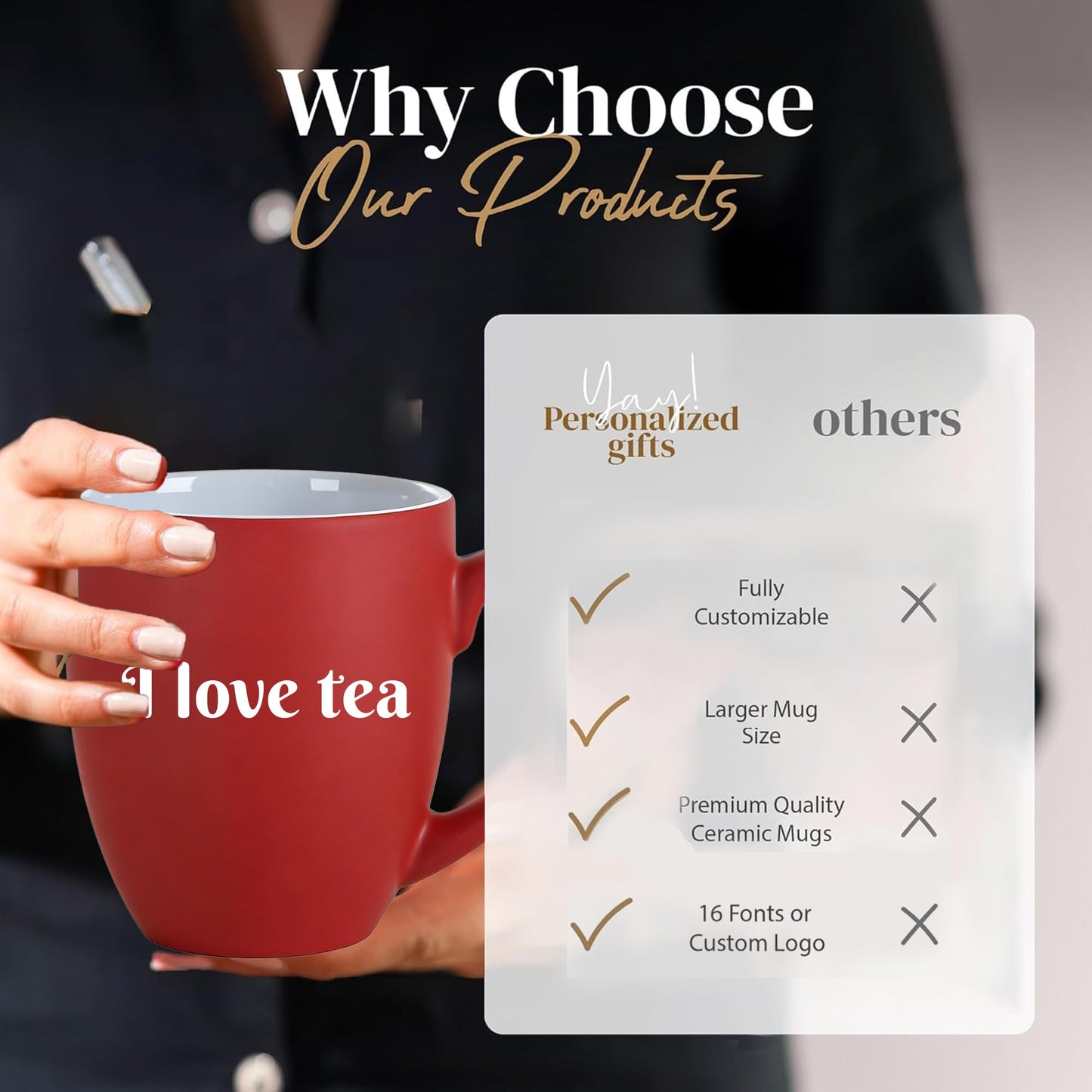 Optima Premium Personalized Coffee Mug - Engraved Matte Black