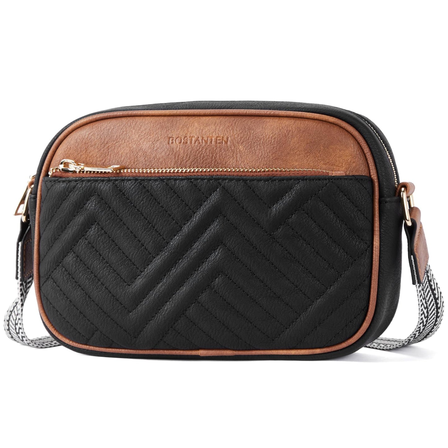 Optima Vegan Leather Crossbody Bag - Quilted Design, 9.5 inches