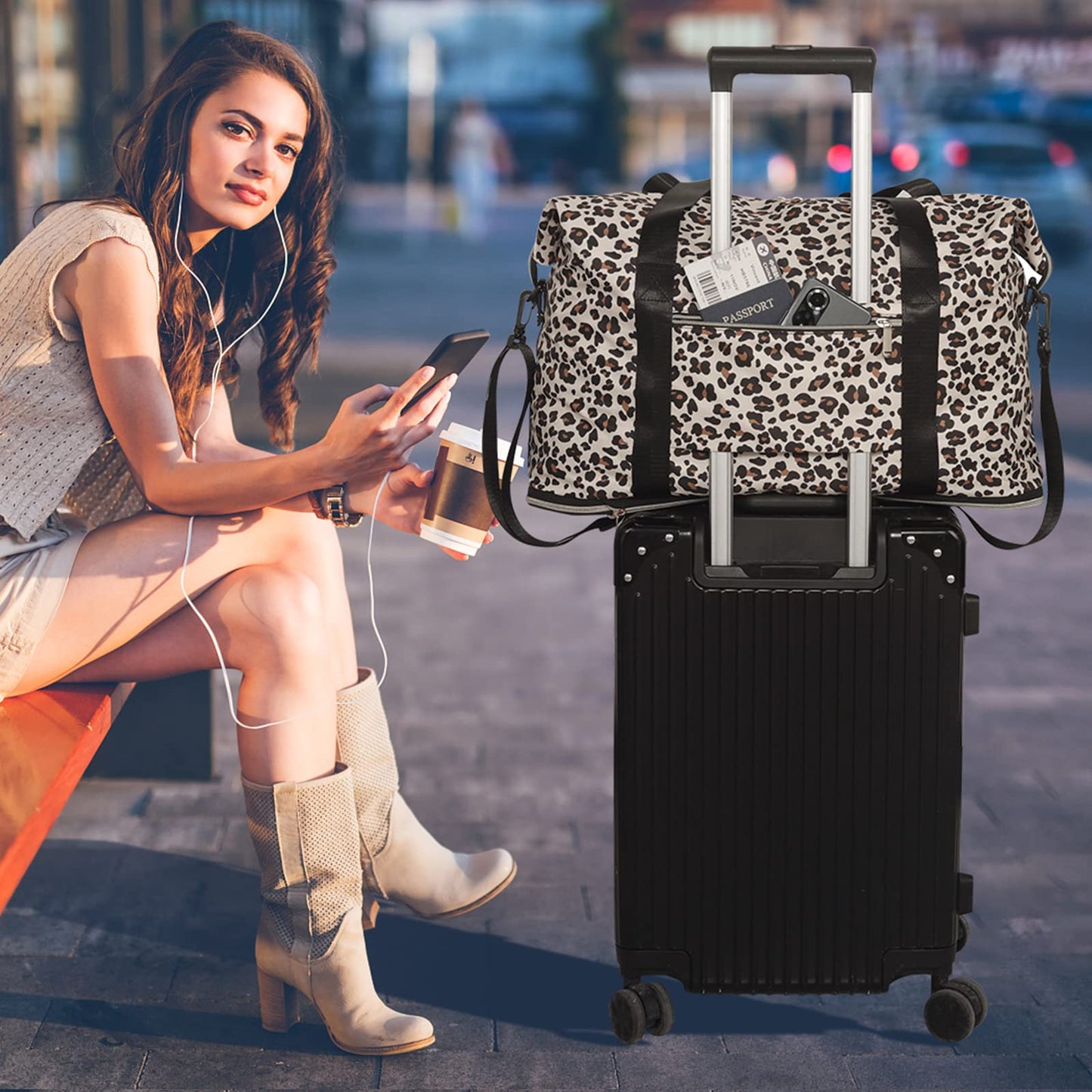 Optima Expandable Travel Duffle Bag - X-Large, Waterproof, Leopard