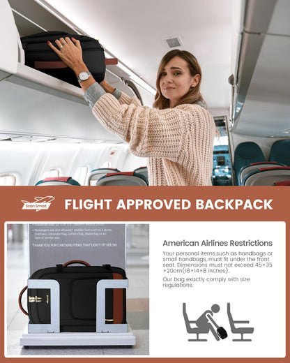 Optima Premium Travel Backpack - 40L, Black-Brown, 17.3 Inch