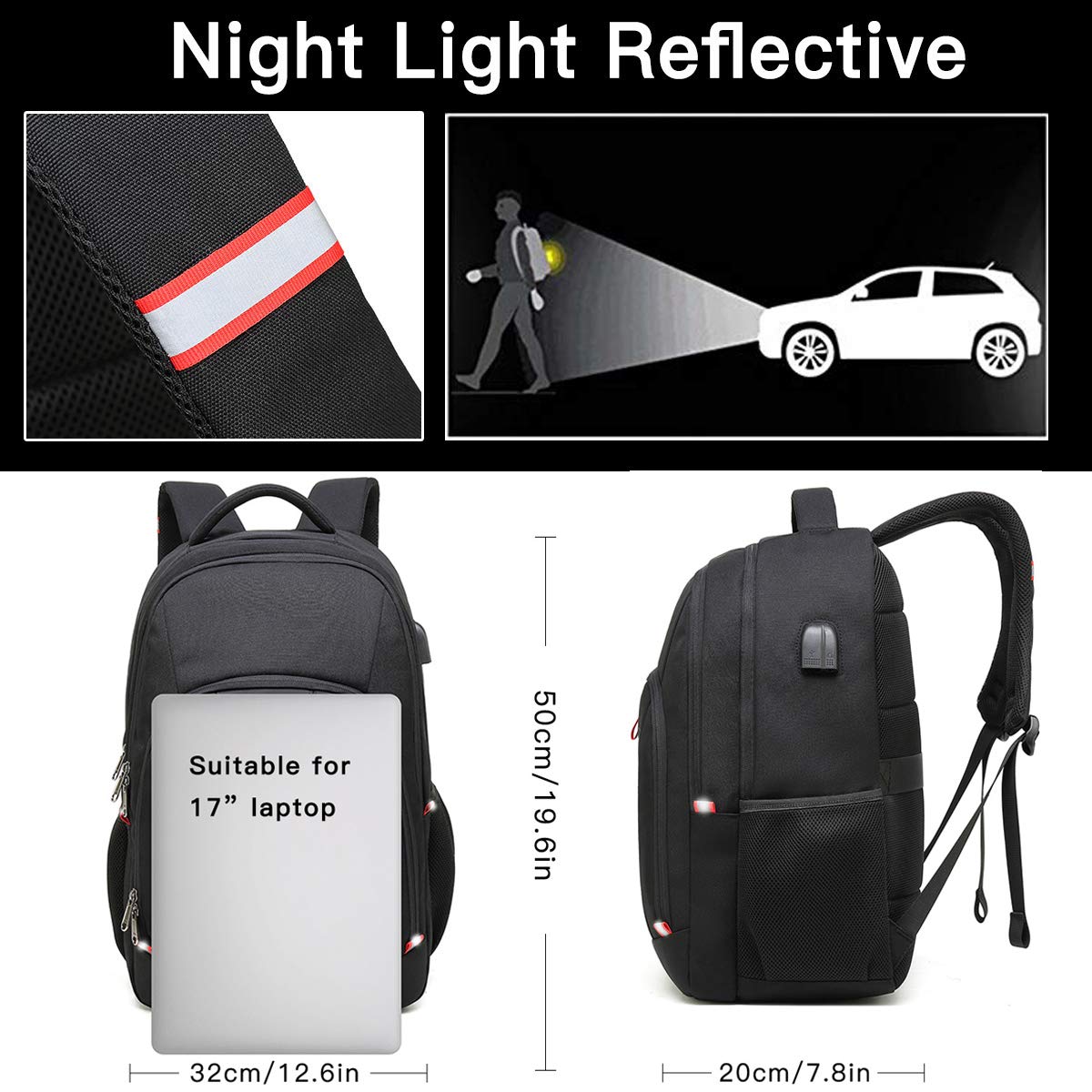 Optima Premium Anti-Theft Laptop Backpack with USB Charging Port