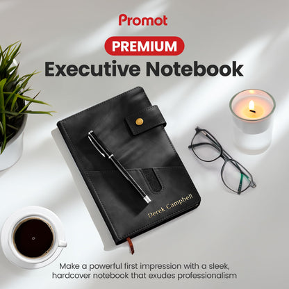 Optima Premium A5 Leather Bound Journal - Custom Embossed Notebook