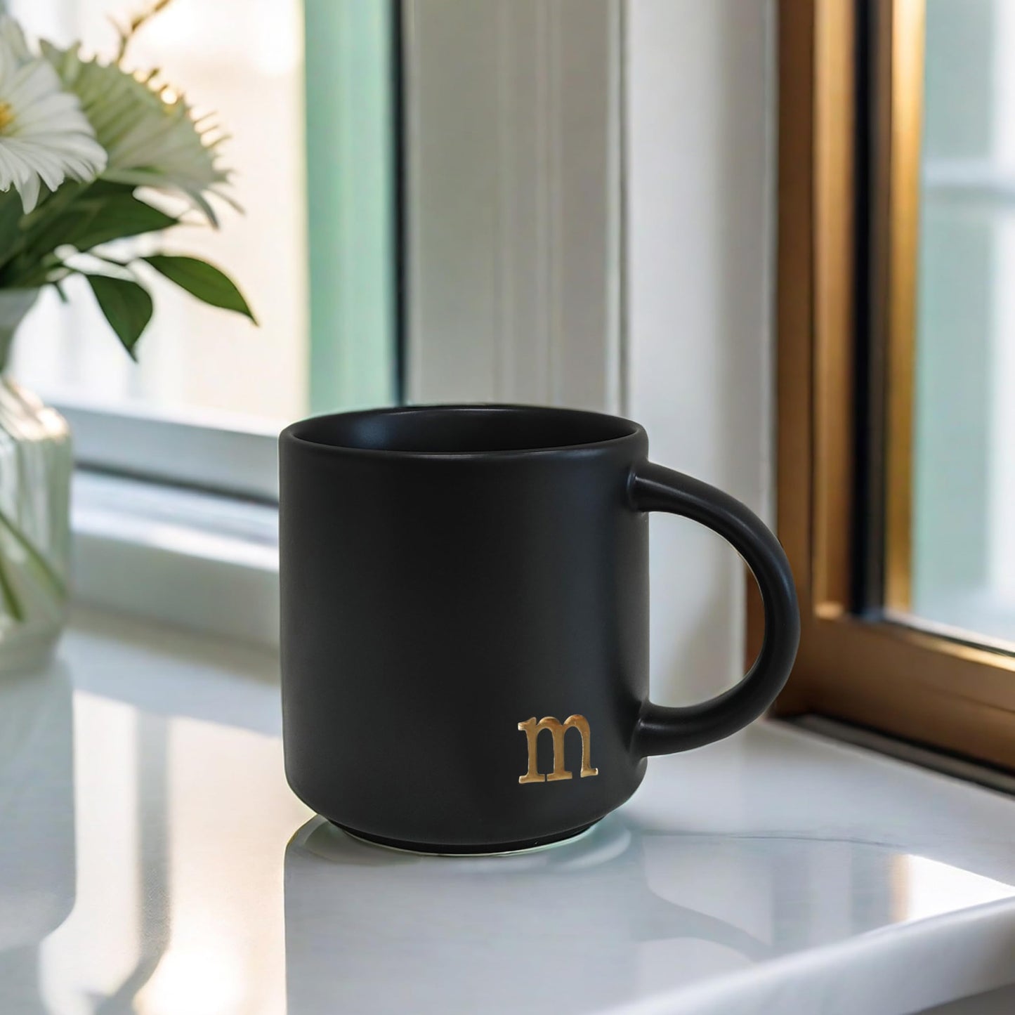 Optima Elegant Monogram Ceramic Coffee Mug - 15 oz Personalized Gift