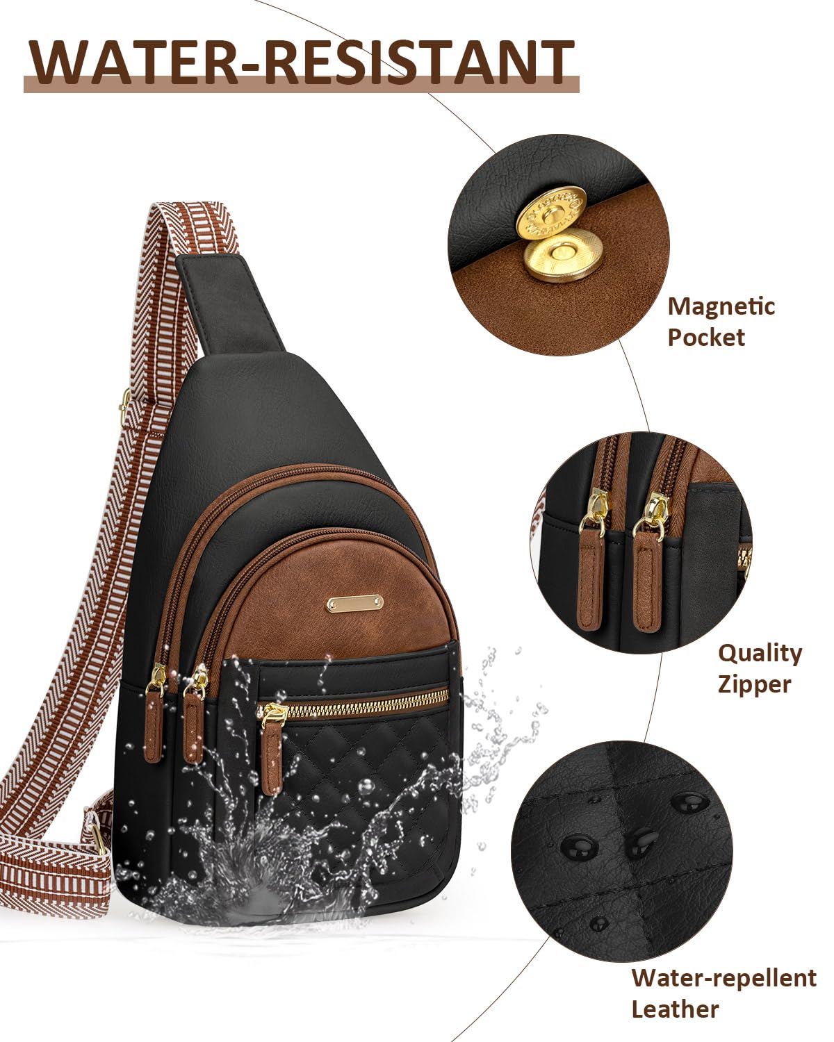 Optima Premium Crossbody Bag - Medium Beige & Brown Design