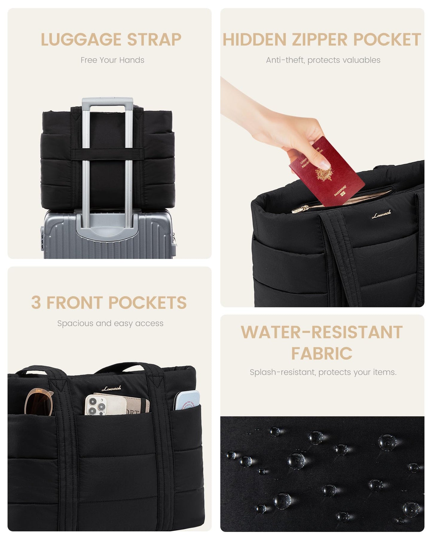 Optima Premium Large Puffer Tote Bag - Lightweight Work & Travel