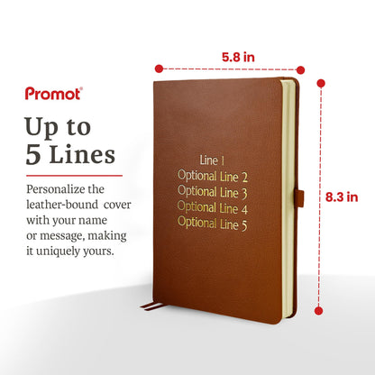Optima Premium A5 Leather Journal - Custom Name Notebook, 192 Pages